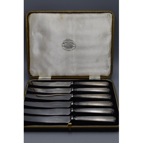 109 - Set of Six Art Deco Sterling Silver Handled Knives in original Case