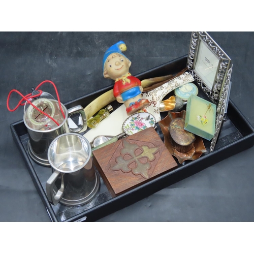 118 - Selection of Various Items in tray .... Noddy Figure, Tankards, Wooden Box and more