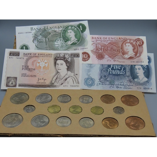 119 - Pre Decimal and Post Decimal Coin and Note Collection including Fforde £5, £1 and Ten Shilling Notes... 