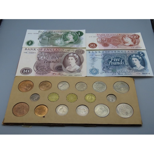 121 - Pre Decimal Coin and Note Collection including Fforde £10, £5, £1 and 10 Shillings Notes