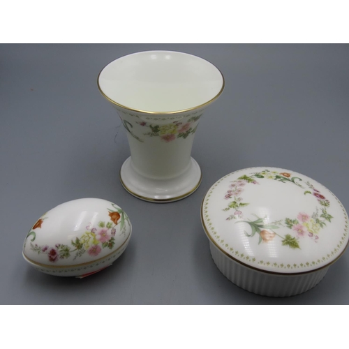 146 - Three Pieces of Wedgwood 'Mirabelle' to include trinket dish, small vase