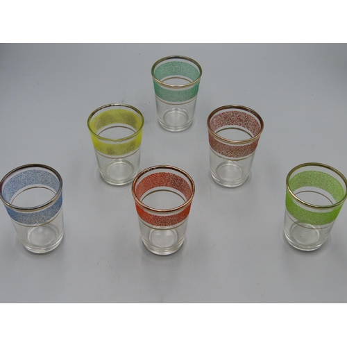 147 - Mid-Centuary Multicoloured set of 6 shot Glasses in Original Box