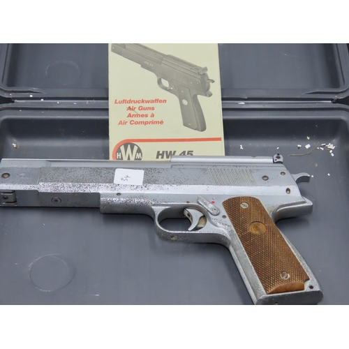 619 - Weihrauch HW45 Air pistol 177 calibre complete with original instruction booklet and assorted ammuni... 