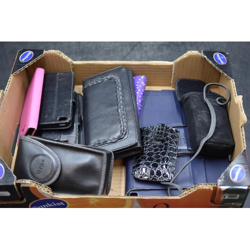 633 - Collection of Mobile Phone Covers a leather Purse plus a I-Pad Cover and Two Fuji Camera's