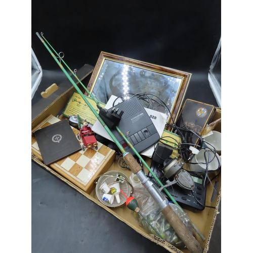 643 - Mixed Lot to include Vintage Fishing Rod, Digital Answering Service, Mirror, St John Ambulance Servi... 