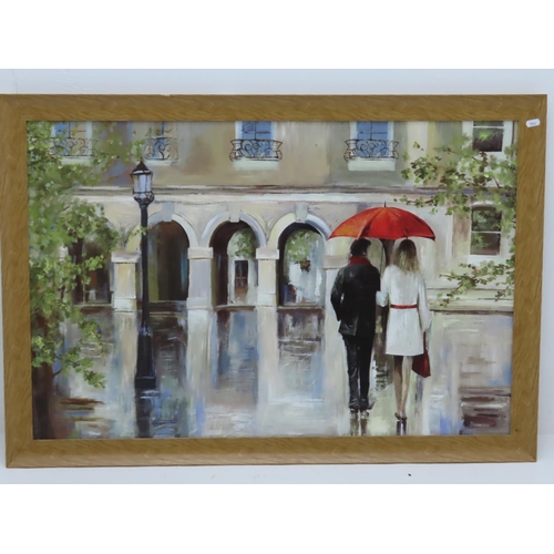184 - Large Framed Print of Couple in Parisian Scene (39