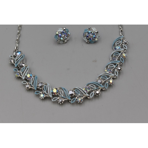 7 - Mid Century 1950s Rhinestone Necklace and Earring Set