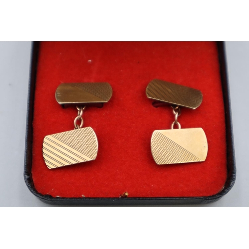 36 - Pair of Hallmarked Birmingham 375 Gold Cufflinks complete with Presentation Case