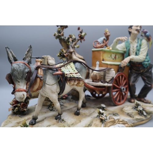 68 - Capo-Di-Monte Porcelain Figure of The Organ Grinder by Cantastorie Complete with Certificate (18