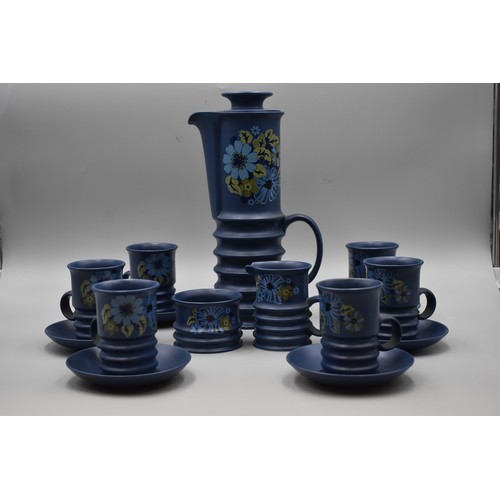 225 - Retro 1970s Carlton Ware Blue Wellington Coffee 15 Piece Set