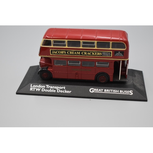 262 - Selection of 7 Di-Cast Metal Buses Standing on Black Plastic Plinths including Wallace Arnold, Kings... 