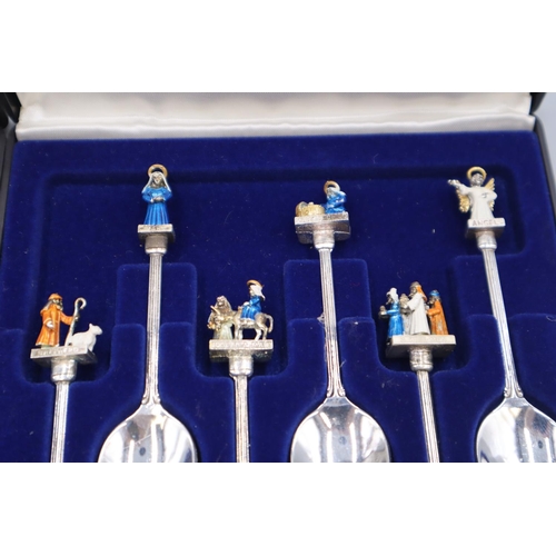 40 - Two Sets of 6 Exquisite Cased Christmas themed Tea Spoons