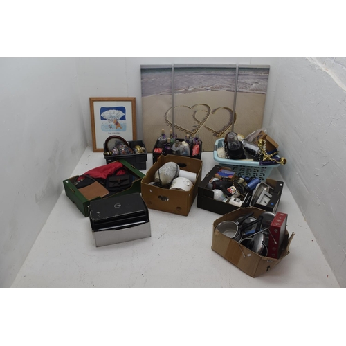 542 - Extremely Large CAR BOOT Lot in 8 Boxes to include Canvas on Block, Lamps, Pottery, Kitchenalia and ... 