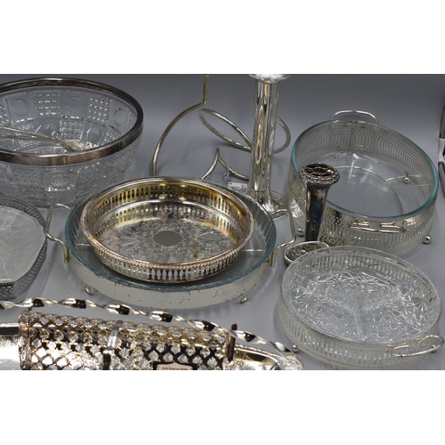 539 - House Clearance Plated Ware Includes A Silver Plated Salad Bowl With Salad Tossing Spoon and Fork, A... 