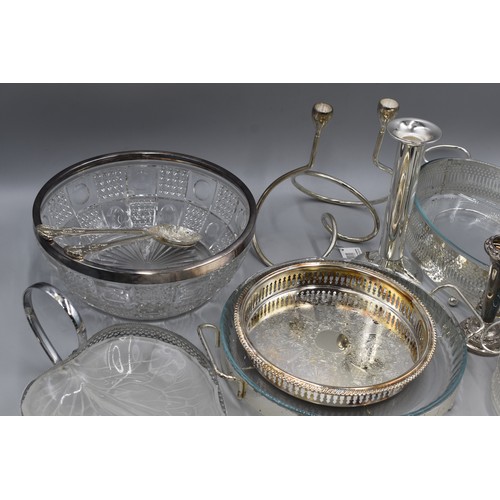 539 - House Clearance Plated Ware Includes A Silver Plated Salad Bowl With Salad Tossing Spoon and Fork, A... 