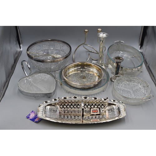 539 - House Clearance Plated Ware Includes A Silver Plated Salad Bowl With Salad Tossing Spoon and Fork, A... 