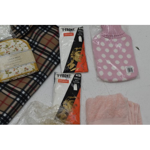 547 - Mixed Lot of New items to include Water Bottles, Neck Pillow, Picnic Blanket, Socks, Foot Warmer and... 