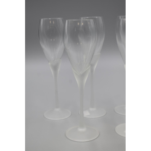 148 - Set of Six Colony Amaryllis Frosted Stem Champagne Flutes 8.5