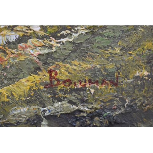 306 - Framed K. Bowman Mountain Landscape Oil on Canvas Painting (27