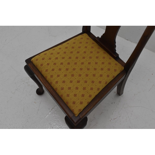 379 - Edwardian Oak Hallway Chair with Fabric Cushion and High Back