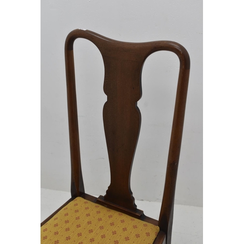 379 - Edwardian Oak Hallway Chair with Fabric Cushion and High Back