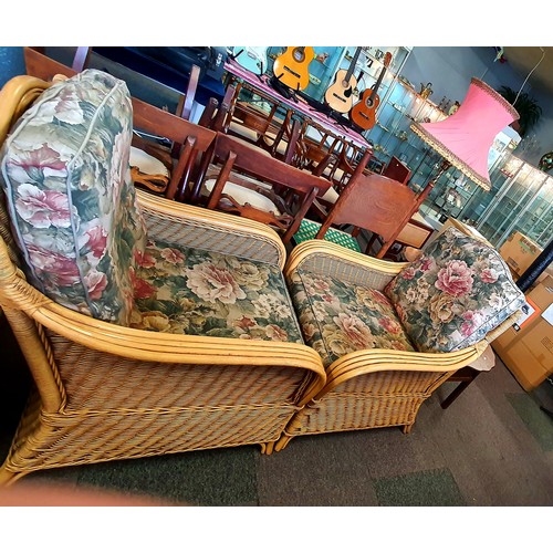 385 - A Pair of Conservatory Chairs With Matching Table