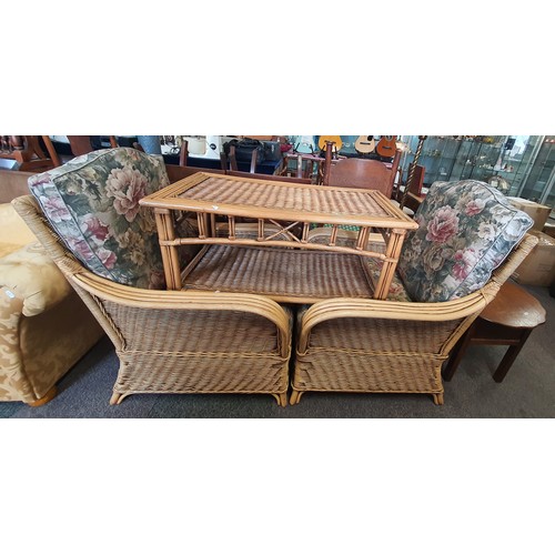 385 - A Pair of Conservatory Chairs With Matching Table