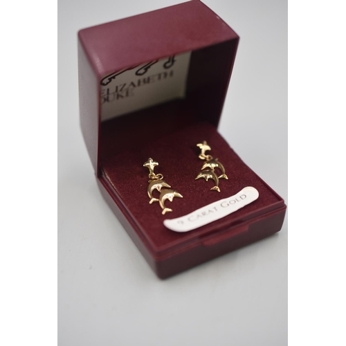 5 - Pair of Gold 375 (9ct) Dolphin Earrings Complete with Case