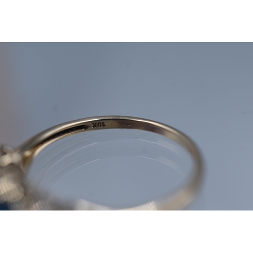 13 - Hallmarked Birmingham 375 Gold Ring with 4 Neon Apatite Stones Presentaion Box and Certificate