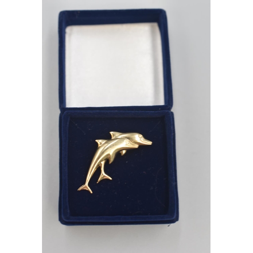 15 - Gold 375 Dolphin Brooch Complete with Presentation Box