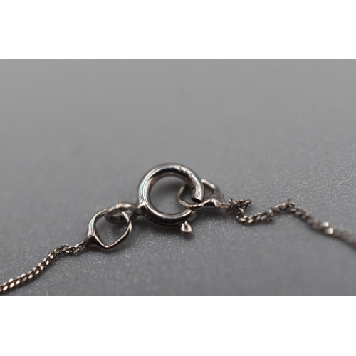 26 - Hallmarked Gold 375 Diamond, Amethyst and Pearl Pendant Necklace Complete with Presentation Case