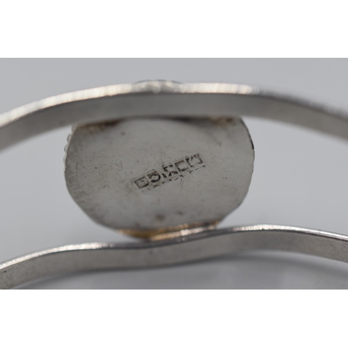41 - Mexican Silver Large Stoned Bangle Complete with Presentation Box