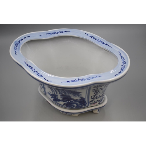 177 - Chinese Blue & White Planter and Stand (10