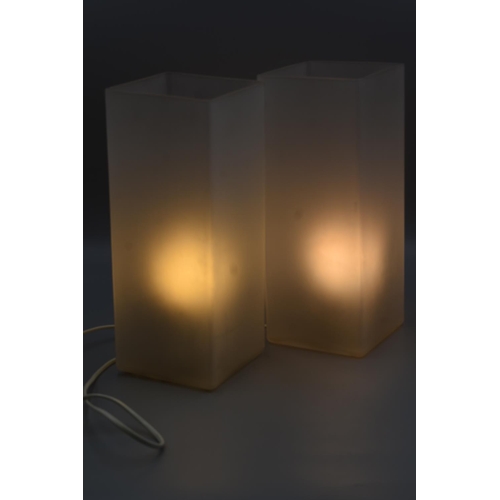 311 - Matching Pair of Frosted Glass Side lamps with Lazy Switch Fitted approx 13