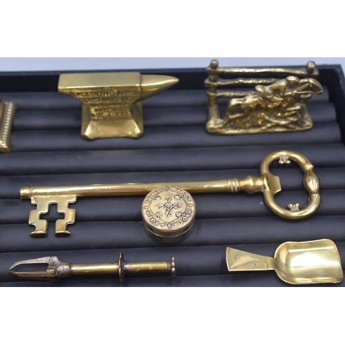 322 - Selection of Vintage Brassware including Brass Stampholder, Letter Rack, Tongs and More