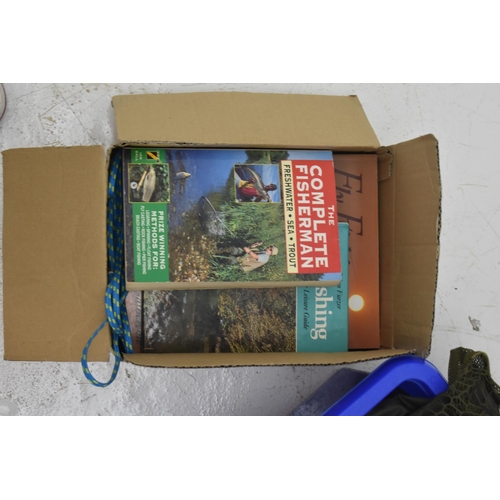 372 - Selection of Fishing related items to include Books, Nets, Waterproofs and more