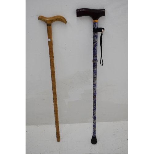 373 - Two Walking Sticks to include and Adjustable and Vintage Hat