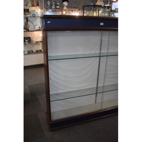 333 - Vintage Shop Display Cabinet constructed in Wood and Glass with 2 Heavy Shelves and 2 Sliding Doors ... 