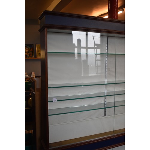 334 - Large Vintage Shop Display Case constructed in Wood with 5 Heavy Glass Shelves and 4 Sliding Doors (... 