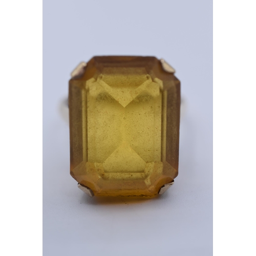 6 - Gold 9ct Citrine Large Stoned Ring (Size P) Complete with Presentation Box (7.62 grams)