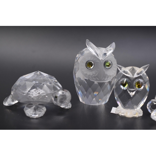 65 - Four Pieces of Crystal some swarovski  to include Owl's, Turtle and Tortoise largest 2