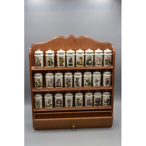 215 - Set of 24 Hummel Goebel Figurine Decorated Spice Jars With Rack .