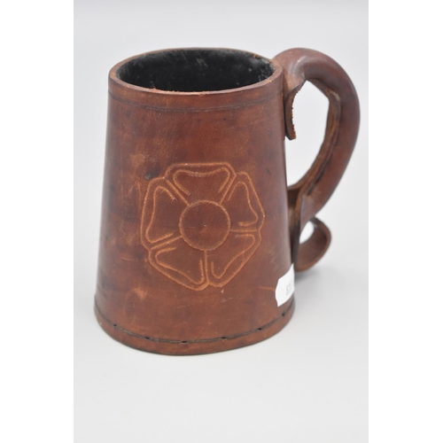 68 - Handmade Leather Tudor Rose Drinking Cup