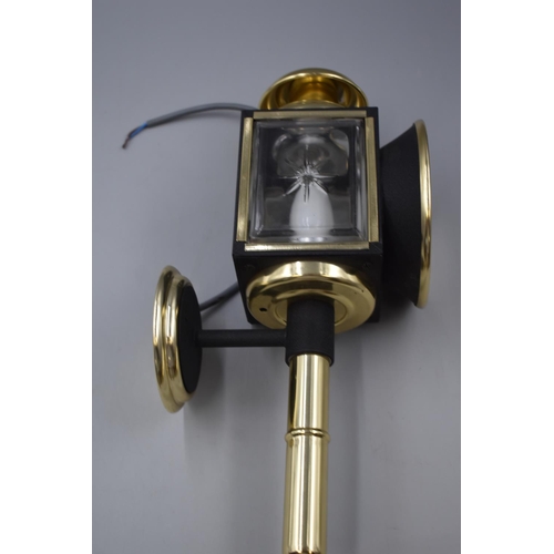 221 - The Albert Bell Fronted Coach Lamp in Brass and Black with Original Box.