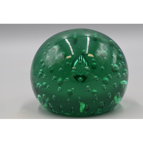 76 - Large Whitefriars Glass Controlled Bubble Green Paperweight