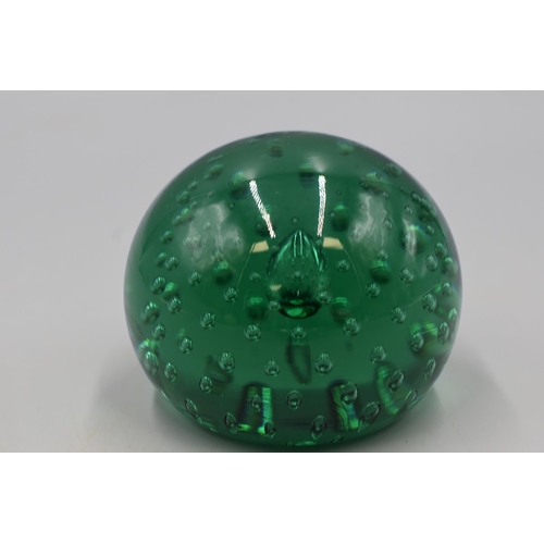 76 - Large Whitefriars Glass Controlled Bubble Green Paperweight