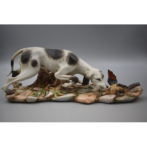 82 - Capo Di Monte Hunting Dog and Pheasant Figure a/f