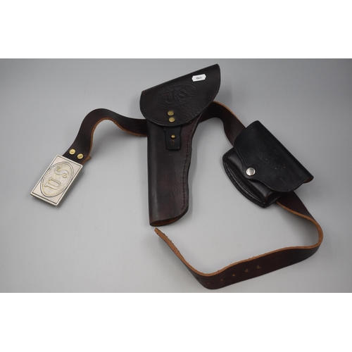 227 - A U.S. Gunslingers Belt With Leather Holster and Pouch