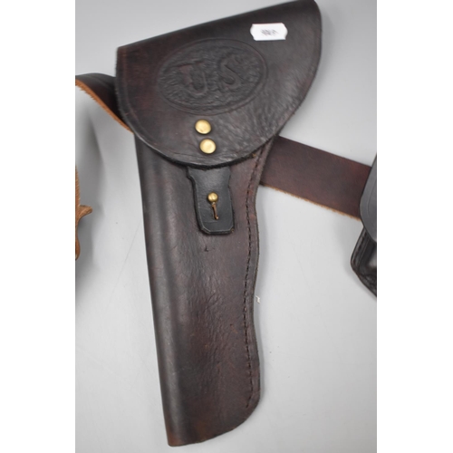 227 - A U.S. Gunslingers Belt With Leather Holster and Pouch