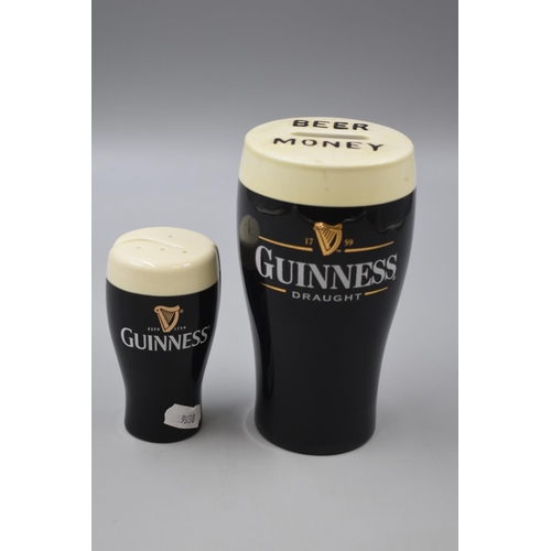 93 - Guiness Beer Money Savings Pint Glass and Salt and Pepper set